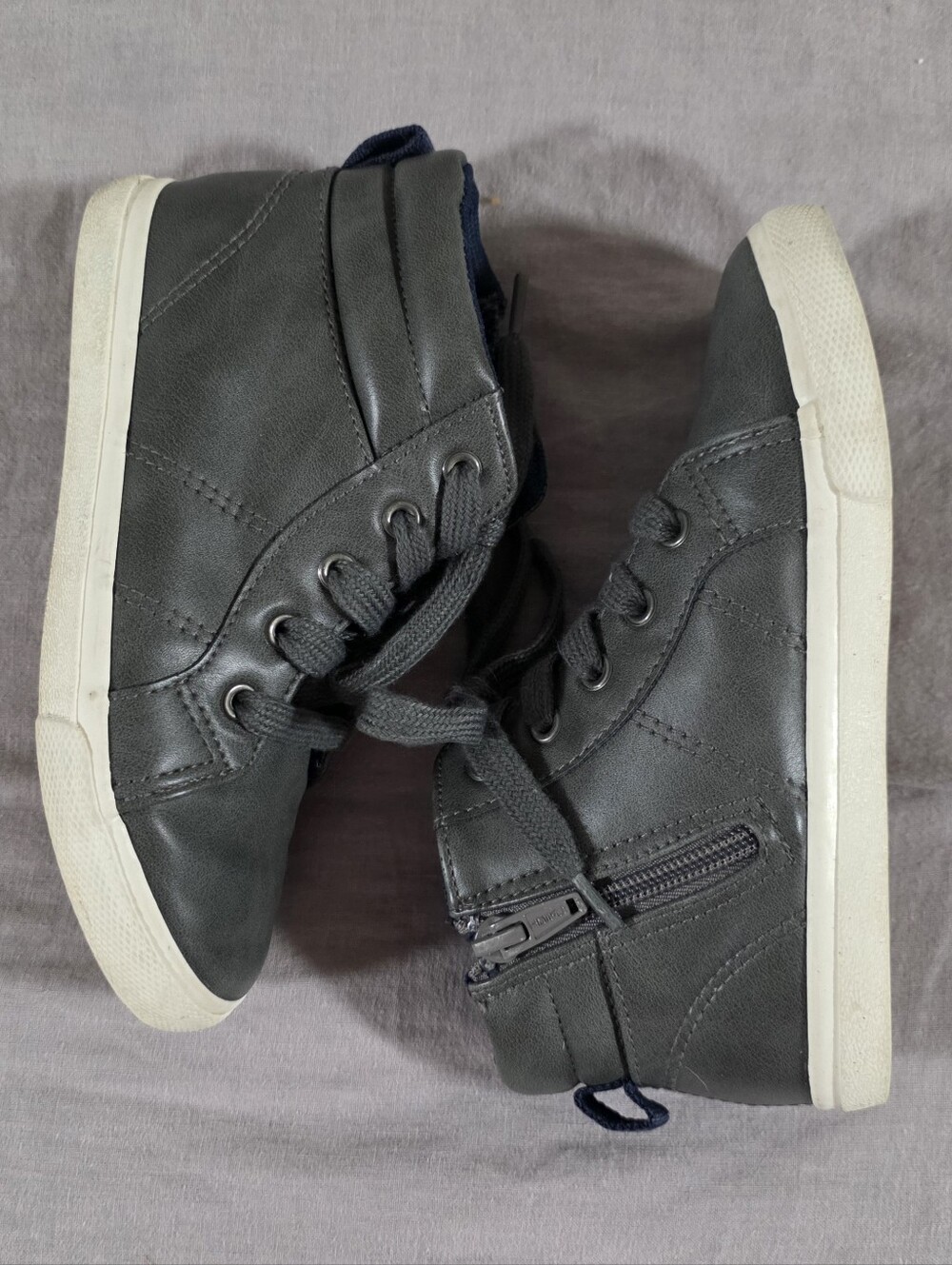 Cat & Jack Boys Gray Zip Up Boots 12